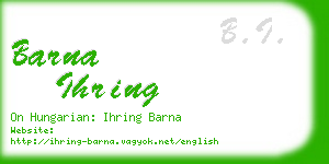 barna ihring business card